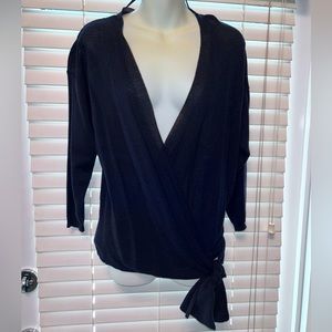Vince Camuto Long Sleeve Ribbed Wrap Around Sweater - Small